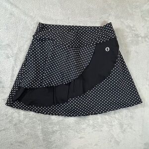 Dona Jo Shakira Tennis Skort Polka Dot Ruffle Built In Shorts w/ Pockets sz 2